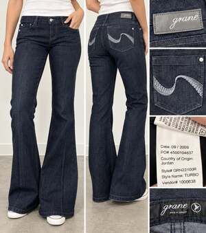 Y2K Indie Sleaze grane Turbo Juniors Bootcut Jeans Size 5 Dark Wash Indigo 2000s
